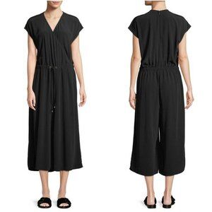 Eileen Fisher Crepe Wide Leg Capri Black Jumpsuit